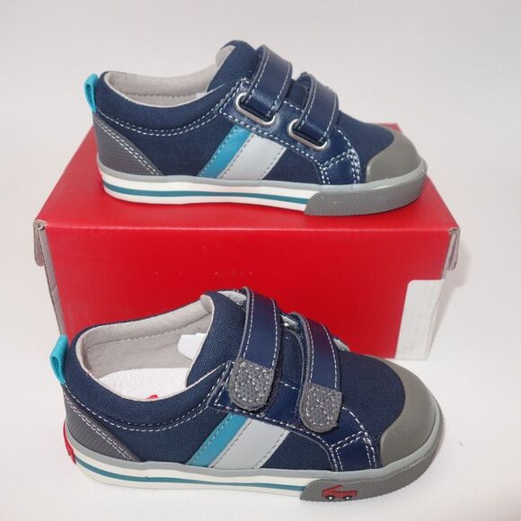 NEW See Kai Run Russell Shoes Navy Blue Teal Baby Toddler Children's 4 - Picture 2 of 8